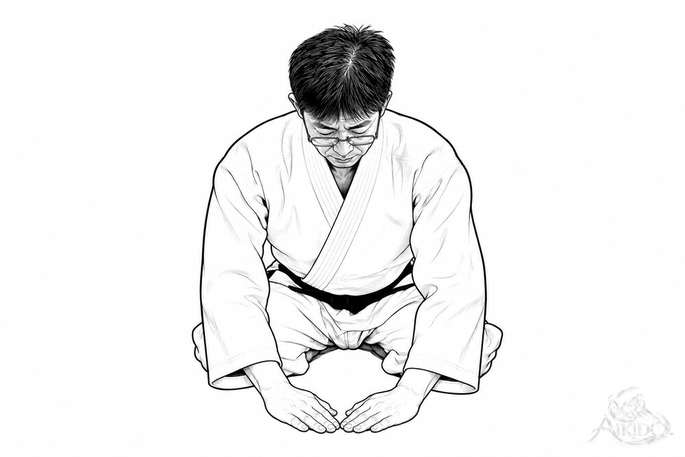 2. 두 손을 八자 모양으로 바닥에 짚는다.