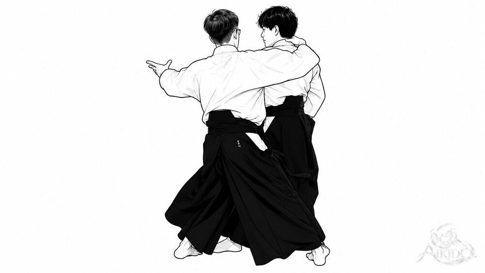 입신은 깊게. 상대의 사각이 되도록 옆으로 깊이 들어간다.