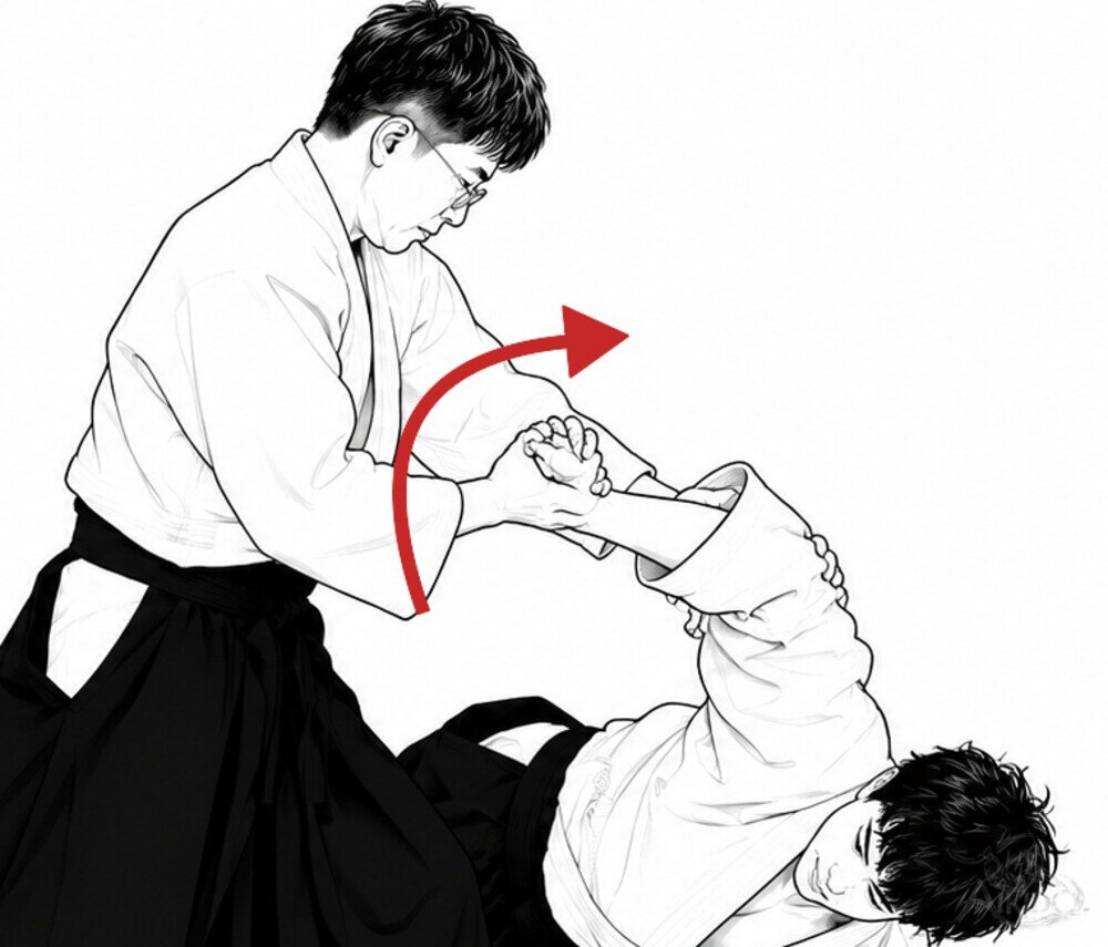 손끝을 비틀며 무너뜨린다 — 네 손가락을 감싸 잡고 손끝을 안쪽으로 비튼다.