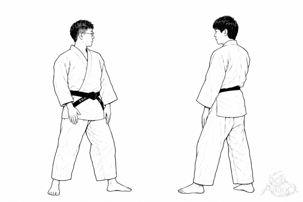 좌맞서. 두 사람 모두 왼발이 앞.