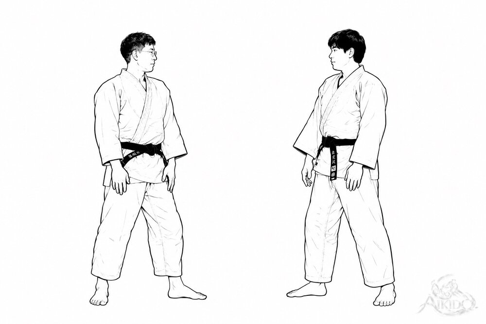 좌엇서. 나는 좌반신, 상대는 우반신.